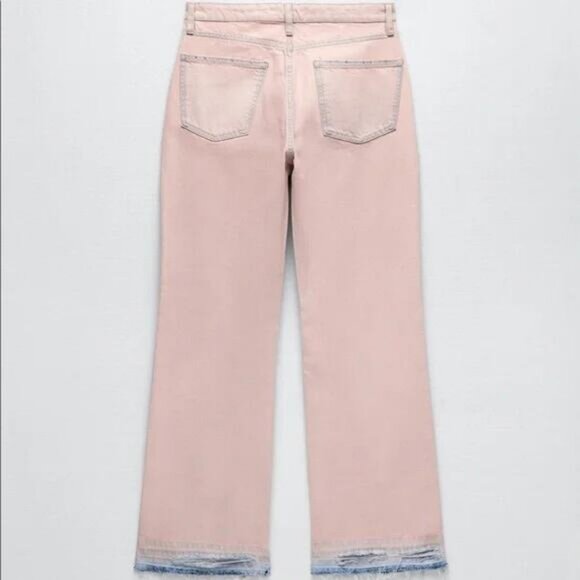 Zara Mid Rise Bootcut Jean Size 4 Pink Blue - Picture 7 of 11